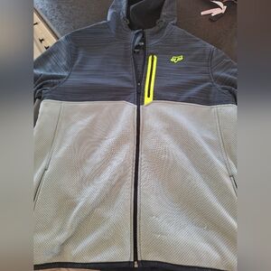 Fox Men's Performance Jacket in Gray and Black with Neon Accents, Size Large